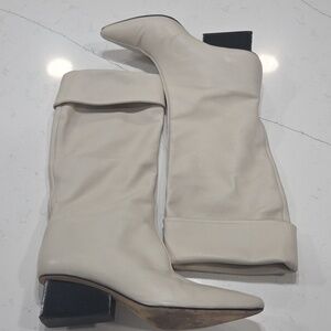 Pancaldi Elegant Cream Heeled Boots Sz38 Will Fit Sz 7.5 Leather Made In Italy